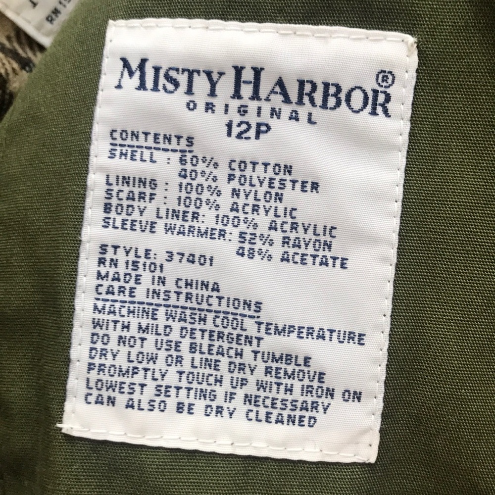 MISTY HARBOR Vintage Trench Coat w/Scarf Green 12P - Picture 8 of 8